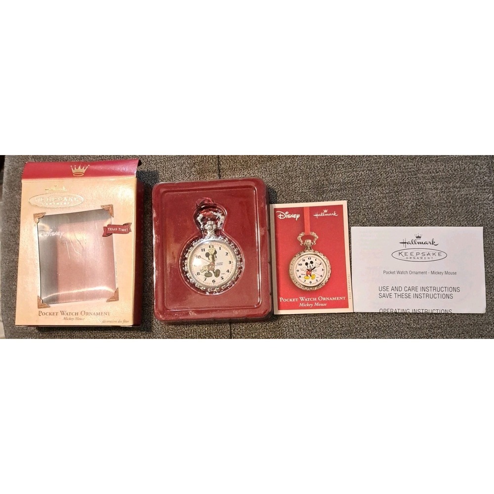 2004 Mickey Mouse Metal Pocket‎ Watch Hallmark Keepsake Ornament Original box